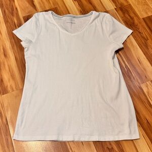 Talbots | White Short Sleeve V-neck Tee